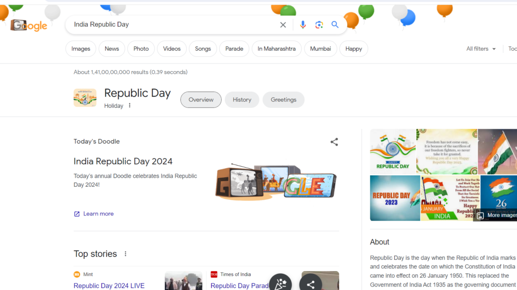 India Republic Day: Google Doodle honoring & Celebrating